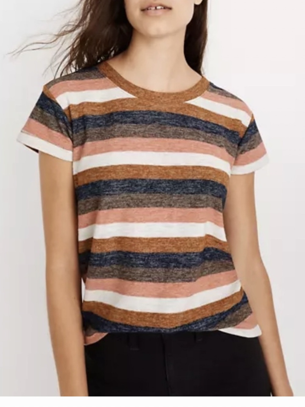 Madewell Striped Short-Sleeve Tee in Rust, Navy & Cream